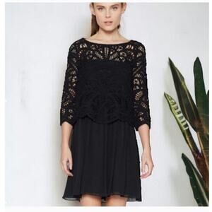 Joie Jordie Crochet Overlay Dress in Black, sz XS
